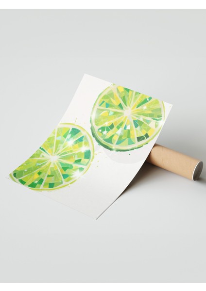 Çerçevesiz Poster, Dilim Lime Detaylı Grafik, Mutfak Dekoru Poster No: 109437 modelleri