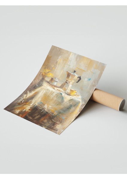 Çerçevesiz Poster, Altın Tonlu Sofra Natürmort Sanatı, Mutfak Dekoru Poster No: 108010 modelleri