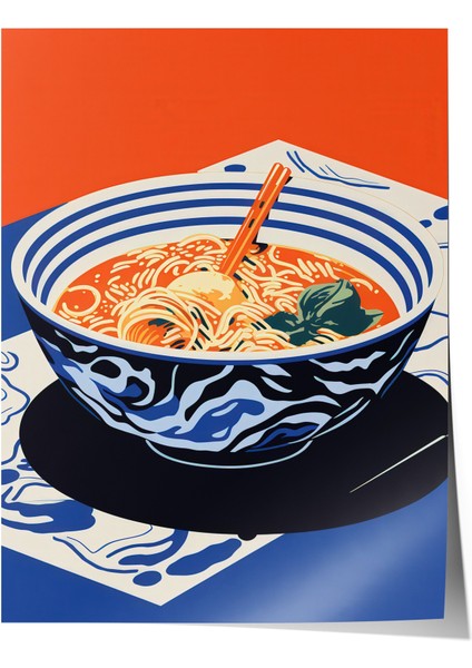 Çerçevesiz Poster, Ramen Kasesi Japon Tarzı Illüstrasyon, Mutfak Dekoru Poster No: 108014
