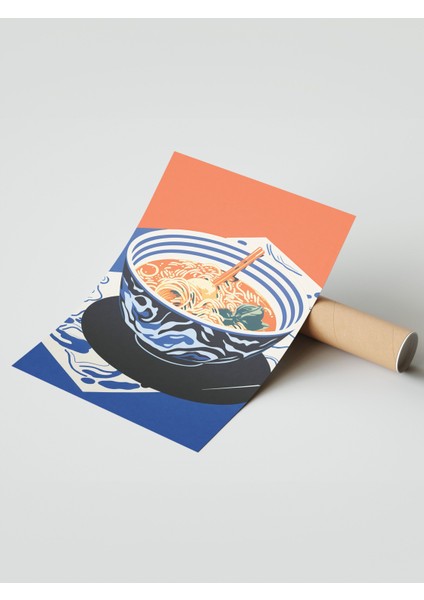 Çerçevesiz Poster, Ramen Kasesi Japon Tarzı Illüstrasyon, Mutfak Dekoru Poster No: 108014 modelleri