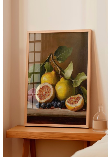 Ahşap Çerçeveli Tablo, Fresh Meyve Detaylı Realistik Çizim, Mutfak Dekoru Poster No: 108587 fiyatları