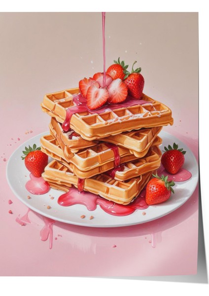 Çerçevesiz Poster, Kremalı Tatlı Illüstrasyonu, Mutfak Dekoru Poster No: 109455