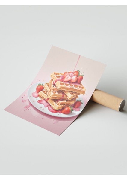 Çerçevesiz Poster, Kremalı Tatlı Illüstrasyonu, Mutfak Dekoru Poster No: 109455 modelleri