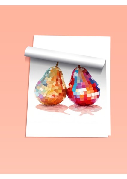 Çerçevesiz Poster, Parlak Armut Çiftli Minimal Çizim, Mutfak Dekoru Poster No: 109417 fiyatları