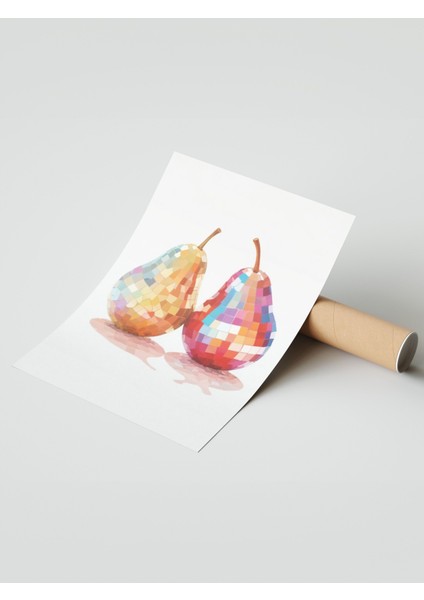 Çerçevesiz Poster, Parlak Armut Çiftli Minimal Çizim, Mutfak Dekoru Poster No: 109417 modelleri