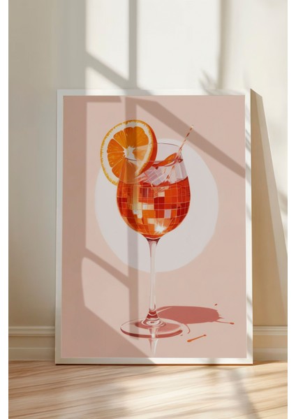 Beyaz Çerçeveli Tablo, Limonata Bardağı Yaz Çizimi, Mutfak Dekoru Poster No: 109430 modelleri