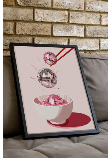 Siyah Çerçeveli Tablo, Çiftli Tatlı Kup – Dondurma Deseni, Mutfak Dekoru Poster No: 109442 indirimleri