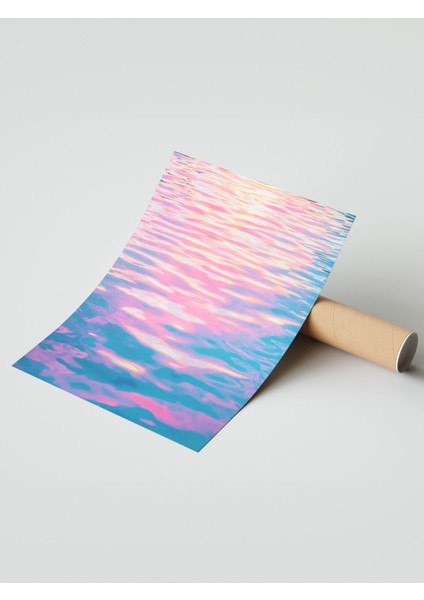 Çerçevesiz Poster, Pembe Mavi Dalgalar Soyut Sanat, Banyo Dekoru Poster No: 108407 modelleri