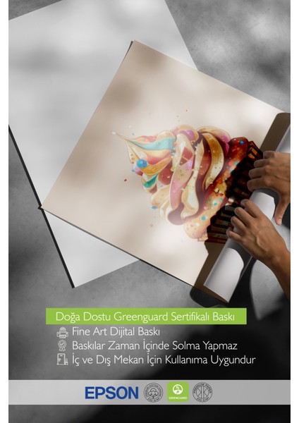 Siyah Çerçeveli Tablo, Cupcake Illüstrasyonu – Renkli Tatlı, Mutfak Dekoru Poster No: 109426