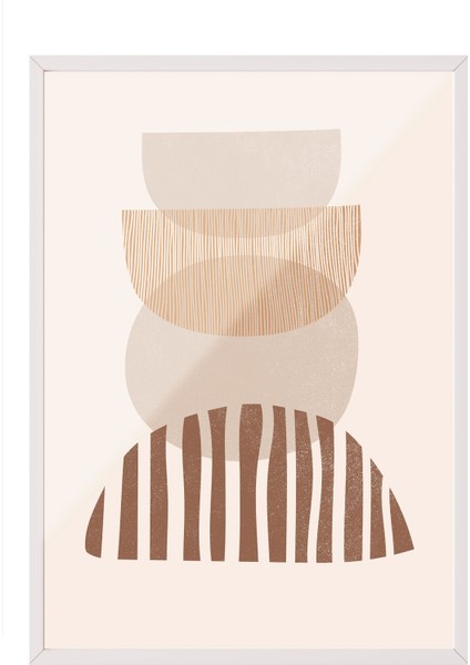 Beyaz Çerçeveli Tablo, Minimal Kâse Kompozisyonu – Boho Stil, Mutfak Dekoru Poster No: 107959