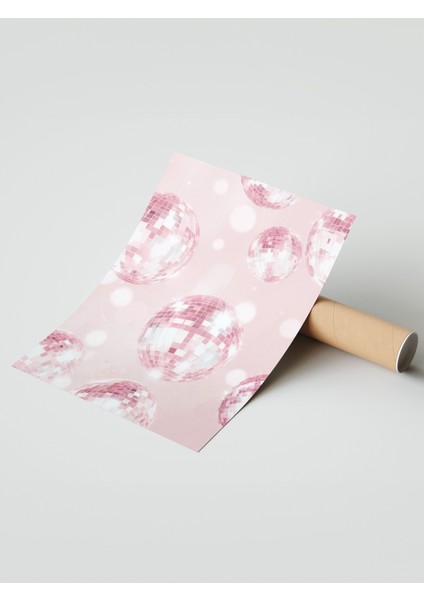 Çerçevesiz Poster, Parlayan Cam Küre Efekti – Pembe Fon, Yatak Odası Dekoru Poster No: 109523 modelleri