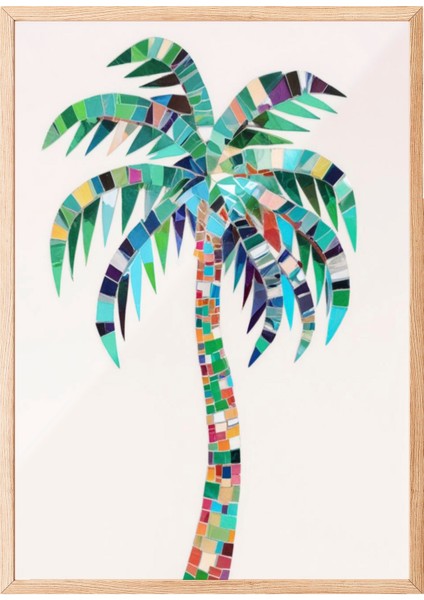 Ahşap Çerçeveli Tablo, Palmiye Ağacı Tropikal Stil, Yatak Odası Dekoru Poster No: 109476