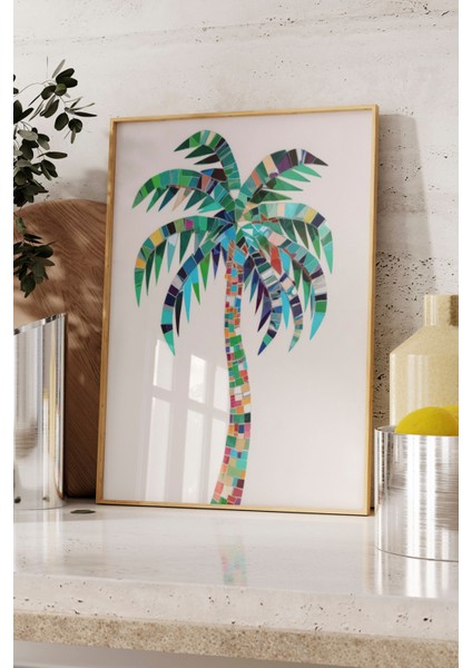 Ahşap Çerçeveli Tablo, Palmiye Ağacı Tropikal Stil, Yatak Odası Dekoru Poster No: 109476 fırsatları