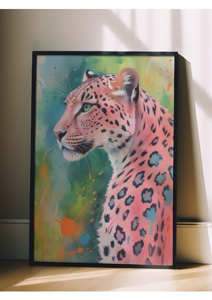 Siyah Çerçeveli Tablo, Mavi Leopar Portresi, Yatak Odası Dekoru Poster No: 109623 fiyatları