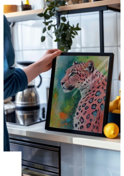 Siyah Çerçeveli Tablo, Mavi Leopar Portresi, Yatak Odası Dekoru Poster No: 109623 modelleri