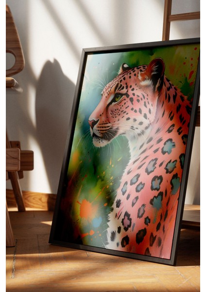 Siyah Çerçeveli Tablo, Mavi Leopar Portresi, Yatak Odası Dekoru Poster No: 109623 fırsatları