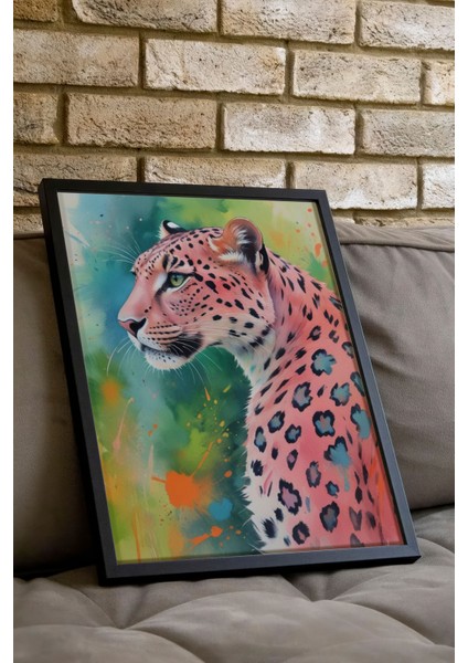 Siyah Çerçeveli Tablo, Mavi Leopar Portresi, Yatak Odası Dekoru Poster No: 109623 indirimleri