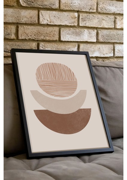 Siyah Çerçeveli Tablo, Bej Renkli Modern Formlar Abstrakt Çizim, Salon Dekoru Poster No: 107958 indirimleri