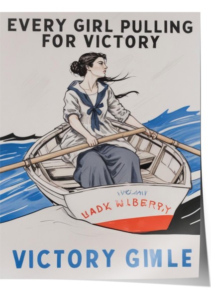 Çerçevesiz Poster, Retro Kadın Afişi – Victory Girl, Ofis Dekoru Poster No: 108145