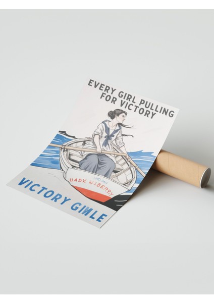 Çerçevesiz Poster, Retro Kadın Afişi – Victory Girl, Ofis Dekoru Poster No: 108145 modelleri