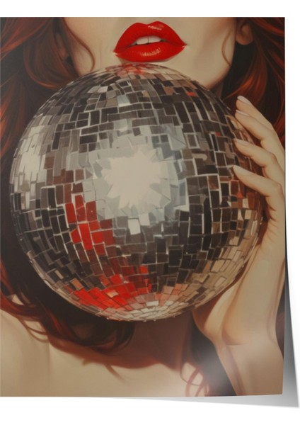 Çerçevesiz Poster, Disko Toplu Kadın Portresi, Genç Odası Dekoru Poster No: 109606