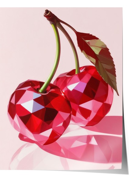 Çerçevesiz Poster, Tekli Parlak Kiraz, Mutfak Dekoru Poster No: 109536