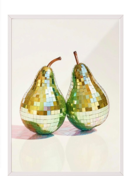 Beyaz Çerçeveli Tablo, Armut Çifti Detaylı Gerçekçi Stil, Mutfak Dekoru Poster No: 109538