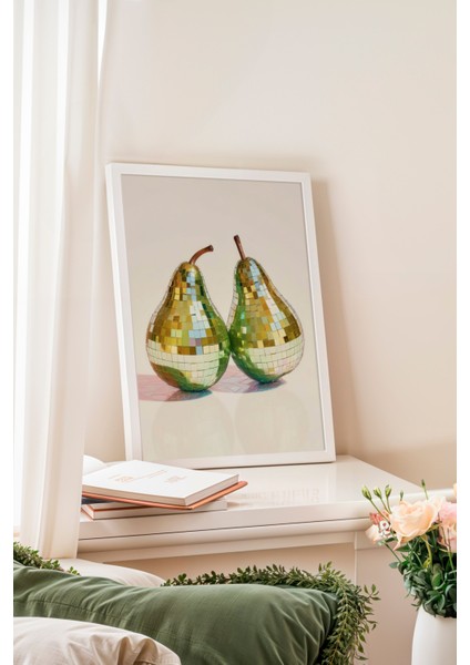 Beyaz Çerçeveli Tablo, Armut Çifti Detaylı Gerçekçi Stil, Mutfak Dekoru Poster No: 109538 fiyatları