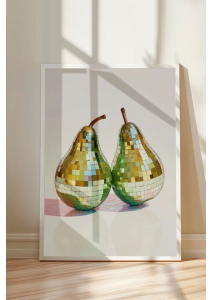 Beyaz Çerçeveli Tablo, Armut Çifti Detaylı Gerçekçi Stil, Mutfak Dekoru Poster No: 109538 modelleri