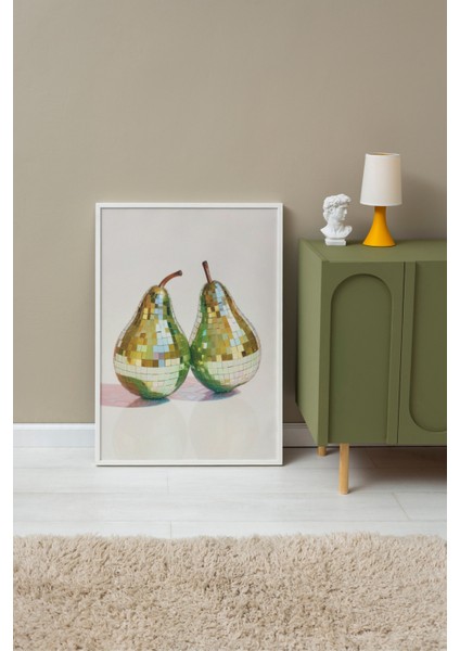 Beyaz Çerçeveli Tablo, Armut Çifti Detaylı Gerçekçi Stil, Mutfak Dekoru Poster No: 109538 fırsatları