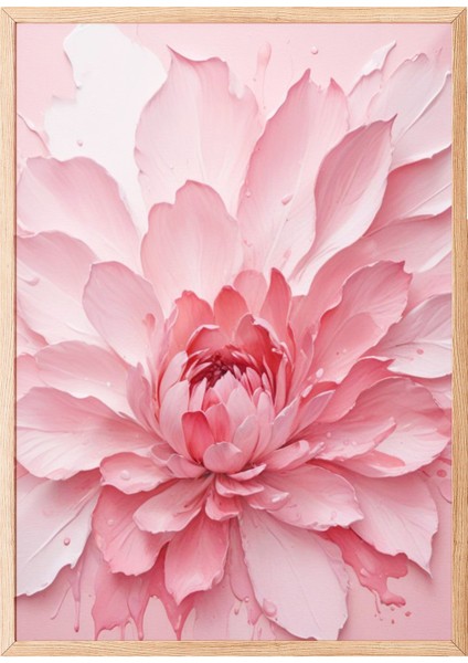 Ahşap Çerçeveli Tablo, Fırça Darbeleri Soyut Sanat – Pembe Tonlar, Salon Dekoru Poster No: 109399