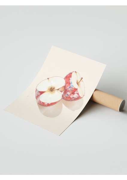 Çerçevesiz Poster, Elma Parçası Minimalist Çizim, Mutfak Dekoru Poster No: 109542 modelleri