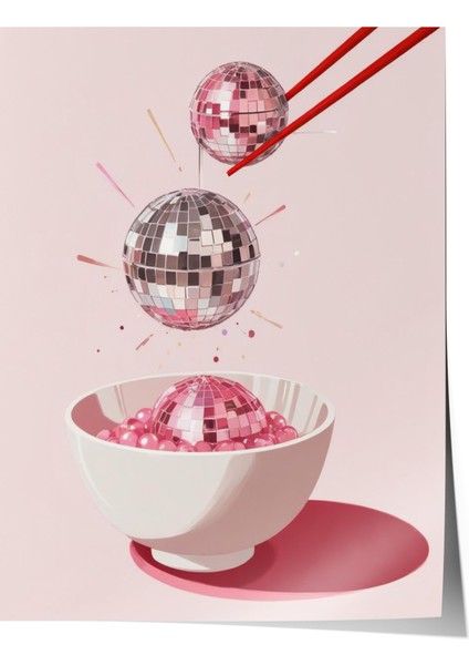 Çerçevesiz Poster, Çiftli Tatlı Kup – Dondurma Deseni, Mutfak Dekoru Poster No: 109442