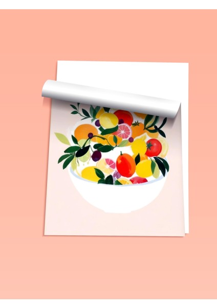 Çerçevesiz Poster, Meyve Salatası Çizimi, Mutfak Dekoru Poster No: 109350 fiyatları