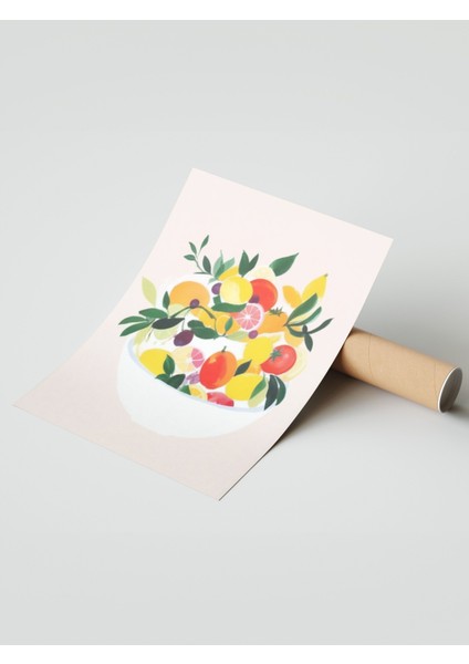 Çerçevesiz Poster, Meyve Salatası Çizimi, Mutfak Dekoru Poster No: 109350 modelleri