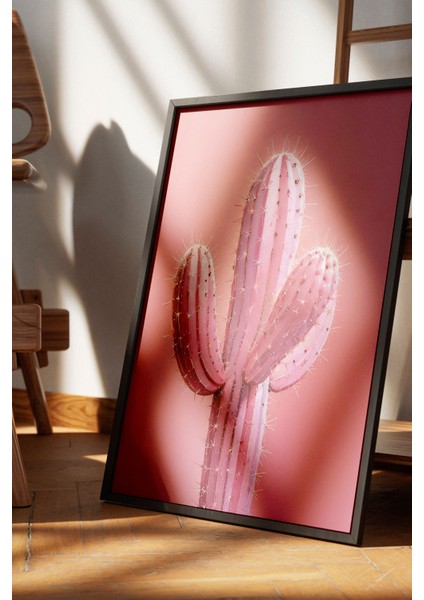 Siyah Çerçeveli Tablo, Pembe Kaktüs Minimal Çizim, Yatak Odası Dekoru Poster No: 109393 fırsatları