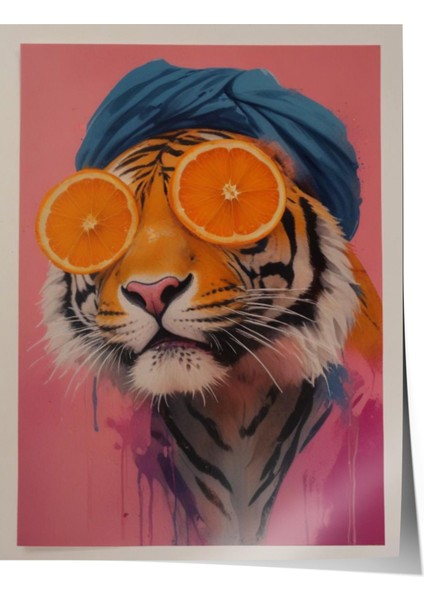 Çerçevesiz Poster, Portakal Gözlük Giyen Adam Mizahi Stil, Genç Odası Dekoru Poster No: 109636