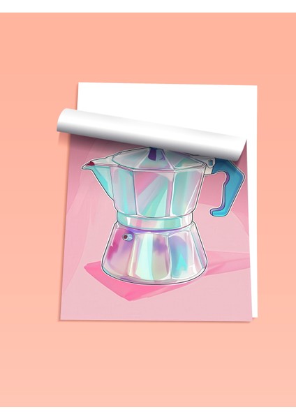 Çerçevesiz Poster, Pembe Moka Pot – Italyan Kahve Makinesi, Mutfak Dekoru Poster No: 108080 fiyatları