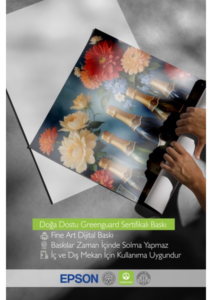 Siyah Çerçeveli Tablo, Şarap Şişeleri ve Çiçekler, Salon Dekoru Poster No: 109605