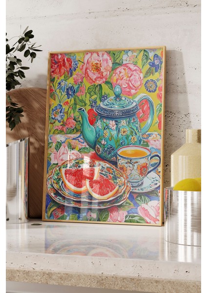 Ahşap Çerçeveli Tablo, Renkli Meyve Deseni Çizimi, Mutfak Dekoru Poster No: 109225 fırsatları
