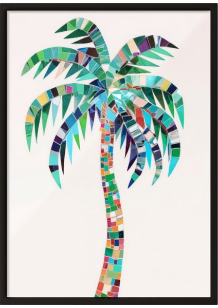 Siyah Çerçeveli Tablo, Palmiye Ağacı Tropikal Stil, Yatak Odası Dekoru Poster No: 109476