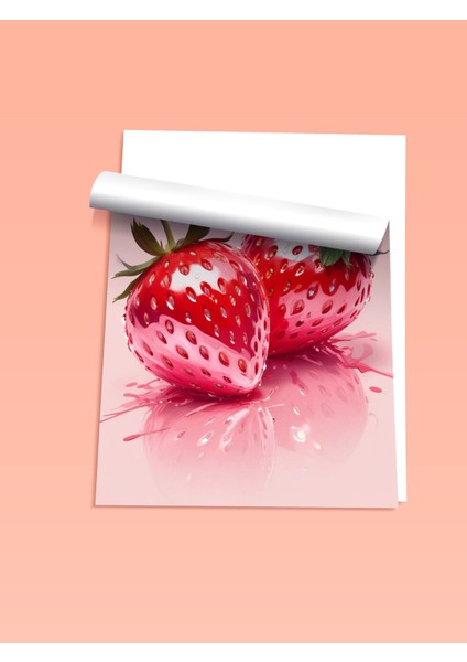 Çerçevesiz Poster, Çilek Detaylı Gerçekçi Çizim, Mutfak Dekoru Poster No: 109412 fiyatları