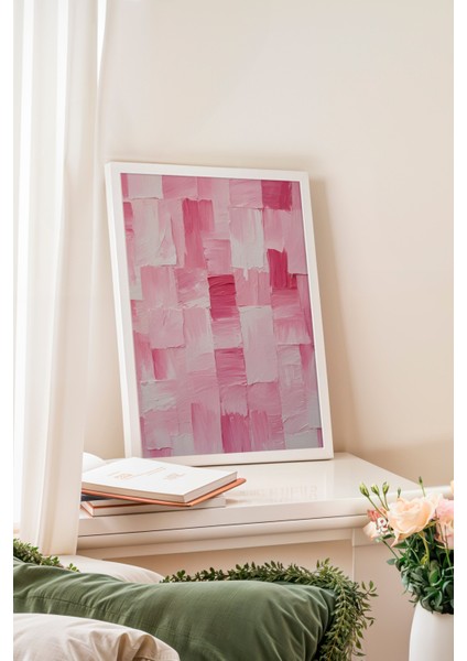 Beyaz Çerçeveli Tablo, Gül Deseni Doku Çalışması, Yatak Odası Dekoru Poster No: 109404 fiyatları