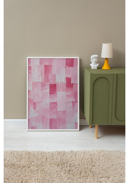 Beyaz Çerçeveli Tablo, Gül Deseni Doku Çalışması, Yatak Odası Dekoru Poster No: 109404 fırsatları