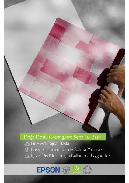 Beyaz Çerçeveli Tablo, Gül Deseni Doku Çalışması, Yatak Odası Dekoru Poster No: 109404