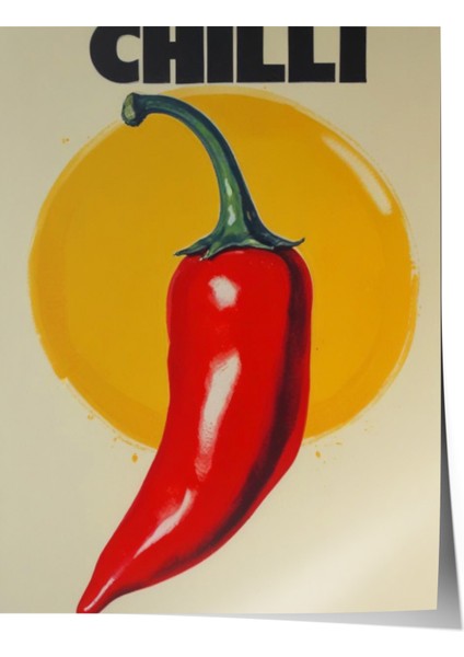 Çerçevesiz Poster, Chıllı Biber Tipografi Çizimi, Genç Odası Dekoru Poster No: 109576