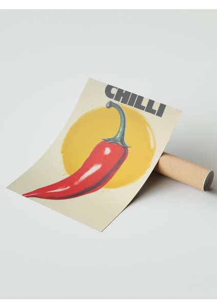 Çerçevesiz Poster, Chıllı Biber Tipografi Çizimi, Genç Odası Dekoru Poster No: 109576 modelleri