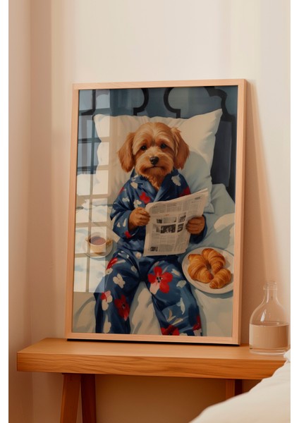 Ahşap Çerçeveli Tablo, Ceketli Köpek Illüstrasyonu, Genç Odası Dekoru Poster No: 109697 fiyatları