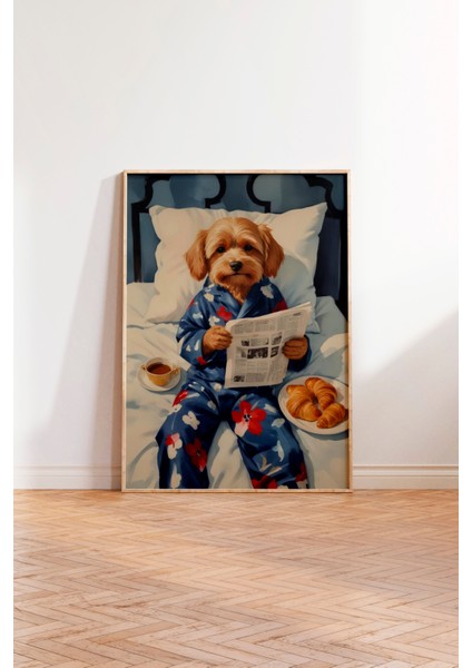 Ahşap Çerçeveli Tablo, Ceketli Köpek Illüstrasyonu, Genç Odası Dekoru Poster No: 109697 modelleri
