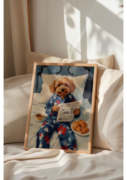 Ahşap Çerçeveli Tablo, Ceketli Köpek Illüstrasyonu, Genç Odası Dekoru Poster No: 109697 indirimleri